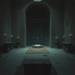a depressing room, religious art, by hubert robert, kilian eng, velvia, 1 9 3 0 s, synthwave