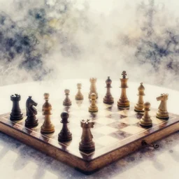 the universe is a chessboard, film photography watercolored misty artstation 8k