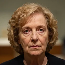 close up portrait of a prune that has the face of maggie smith. it's being observed in a museum