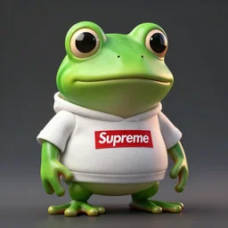 cute frog wearing supreme streetware, highly detailed, extremely high quality, hd, 4 k, 8 k, professional photographer, 4 0 mp, lifelike, top - rated, award winning, cinematic, realistic, detailed lighting, detailed shadows, sharp, no blur, edited, corrected, trending