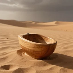 a wooden toilet bowl, sitting in the sand in the middle of the desert. high quality digital art, trending on artstation, dramatic lighting, sigma 5 5 mm
