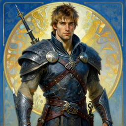 attractive man, skyrim, cool colors, painting by gaston bussiere, craig mullins, greg rutkowski, alphonse mucha