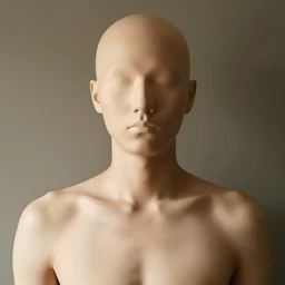 a person with no head, the face is in the chest area