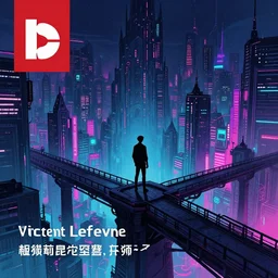 a man standing on top of a bridge over a city, cyberpunk art by vincent lefevre, behance contest winner, altermodern, cityscape, synthwave, anime asthetic, gothic city, neon lights, matte painting