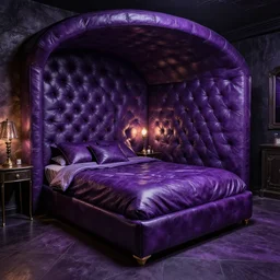 purple leather dungeon bedroom