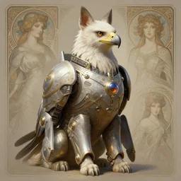 a anthropomorphic dog eagle wearing scifi armor with light, diffuse lighting, fantasy, intricate, elegant, highly detailed, lifelike, photorealistic, digital painting, artstation, illustration, concept art, smooth, sharp focus, art by john collier and albert aublet and krenz cushart and artem demura and alphonse mucha