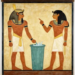 An ancient Egyptian painting depicting an argument over whose turn it is to take out the trash