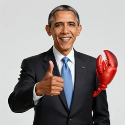 obama thumbs up but he has lobster claws