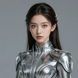 classy elegant sophisticated very up close portrait of a cute dainty girl, cyber future jacket, ultra detailed wire decoration, big eyes, fantasy art by nixeu and guweiz and sam yang, sleek curves, intricate sharp focus, trending on artstation hq, deviantart, pinterest, unreal engine 5, 4 k uhd image