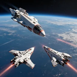 Space Battle between Spaceships, trending on artstation, artstationHD, artstationHQ, unreal engine, 4k, 8k, unreal engine