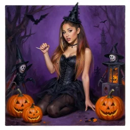 ariana grande trick or treating in halloween night, highly detailed painting by gaston bussiere, craig mullins, j. c. leyendecker 8 k
