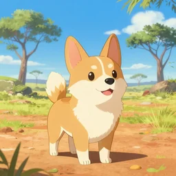 stylized character concept art of the small cute dingo dog in the australia outback, hidari, color page, tankoban, 4 k, tone mapping, akihiko yoshida, clean bright happy adventure