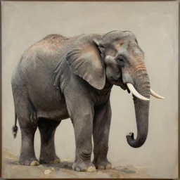 beautiful elephant climbing out of the canvas, artwork by goro fujita,