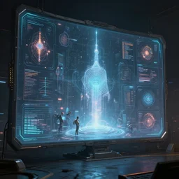 concept art of man made sci-fi screen showing future dimensions, fantasy digital art, highly detailed