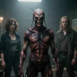 a cinematic portrait of mutant insect serial killer dressed in human skin, in a backroom, fog storm, annie leibovitz and zack snyder, 8 k, hd, high resolution, 8 5 mm, f / 1. 8