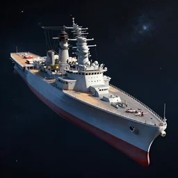 A battleship floating in space, rendered by Beeple, Makoto Shinkai, syd meade, simon stålenhag, environment concept, digital art, unreal engine, 3 point perspective, WLOP, trending on artstation, low level, 4K UHD image, octane render,