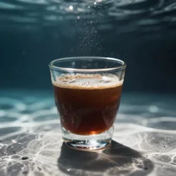 underwater video footage of a glass of coffee.