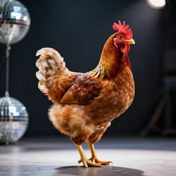 chicken dancing in a disco