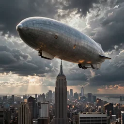photo of giant zeppelin crashing in New York
