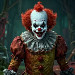 gary busey as a creepy clown, colorful horror video game, silent hill horror game, body horror, unreal engine, octane render, depth of field, cycles render, hd