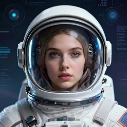 retrofuturistic portrait of a woman in astronaut helmet, space graphics art in background, close up, wlop, dan mumford, artgerm, liam brazier, peter mohrbacher, xf iq 4, f / 1. 4, iso 2 0 0, 1 / 1 6 0 s, 8 k, raw, featured in artstation, octane render, cinematic, elegant, intricate, 8 k
