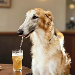 borzoi with a drink. digital art