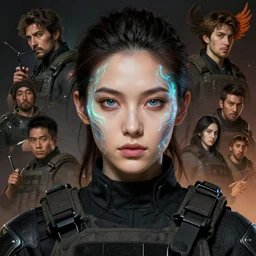 girl wearing tactical gear, fine - face, audrey plaza, realistic shaded perfect face, fine details, intricate lights, phoenix, bio luminescent, plasma, by ruan jia and artgerm and range murata and wlop and ross tran and william - adolphe bouguereau and beeple. key art. fantasy illustration. award winning, artstation, intricate details, realistic