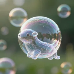 soap bubbles that resemble animals, soap bubble animals, digital art, realistic, octane render, professional, high quality, dof, bokeh, action