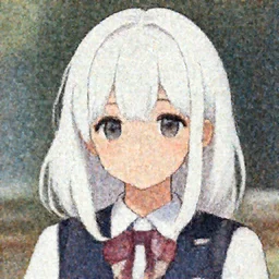a headshot of a very cute girl with shoulder - length white hair wearing school uniform, sharp focus, illustration, morandi color scheme, art station, high detailed, by ilya kuvshinov