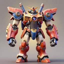 stylish colourful caricature - 3 d vfx art - of giant mecha, art style by zdzisaw beksinski & hsiao - ron cheng, character concept art, unreal engine render, digital illustration, sharp, intricate detail, volumetric light, ray tracing, soft light, claymation style, symmetric, acrylic on canvas, pinterest, artstation, behance,