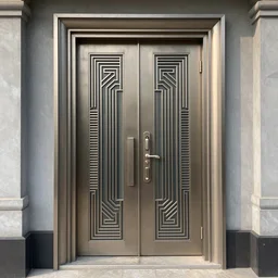1 9 8 0 s hyper realistic art - deco sci - fi double door by jordan grimmer, darek zabrocki