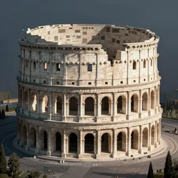 cubic colosseum, futurism in the style of gerardo dottori