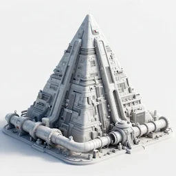 3 d sculpt of massive pipeline with layered complex cyberpunk'scifi digital movie camera pyramid'' maschinen krieger'' power station pyramid'complex industrial military building facade, halo, star wars, ilm, star citizen halo, mass effect, high tech industrial, artstation unreal