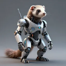 futuristic octane render of a ferret robot, robot ferret futuristic professional concept 3 d render, cyberpunk robot ferret by mickael lelievre and remi cuxac