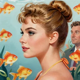 closeup profile portrait of a 1 9 5 0 s cara delevigne wearing a bikini, mark ryden, lostfish, max fleischer, hyper realistic, artstation, illustration, digital paint, matte paint, vivid colors, bright, cheerful, detailed and intricate environment