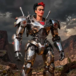 mecha in the style of frida kahlo