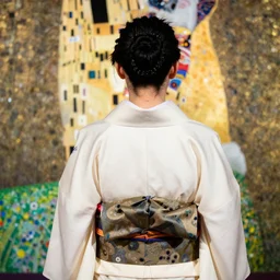 kimono view from behind by james jean, yukio - e, klimt