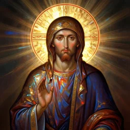 orthodox icon made of blood, refractive light, caustics, backlit, incredible lighting, strong rim light, highly detailed, god rays, digital painting, HDRI, vivid colors, high contrast, 8k resolution, intricate, photorealistic, smooth