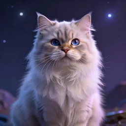 the fluffiest cat in the entire Universe, synthwave style