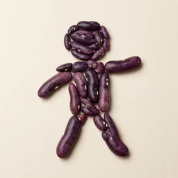 a figure made of beans