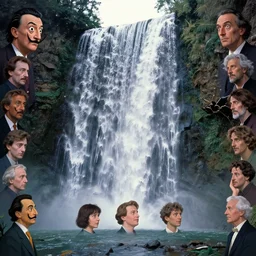 waterfall by beeple, artgerm, dali, pennington, shinkai, kinkade, stella, mckie, alex grey, bluth, pranckevicius, graaf, chris moore, foglio, masson, aivazosky, lovecraft, despain, bonestell. symbolism surrealism, spiritual, psychology, artstation, 8 k,