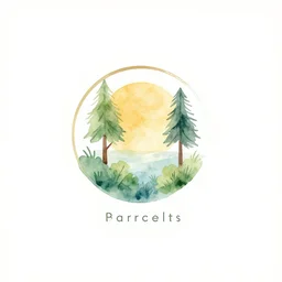 3 d watercolor nature logo on white background