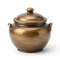 bronze kimchi pot, stylized 3d render, isolated on a pure white background, centered, entire object in frame, sharp focus, soft studio lighting