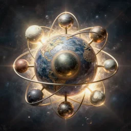 model of the atom, Lovecraftian, extremely detailed