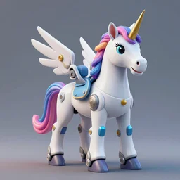 The mech unicorn，colorful, 3D, real engine, 8k
