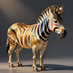 a rainbow zebra. masterful, detailed. vivid bright colors, gold filigree, artstation, by jeremy mann, by alphonse mucha