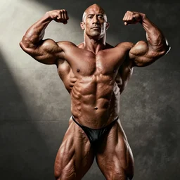 Dwayne the rock johnson as a female bodybuilder