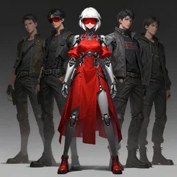 anime keyshot of a girl with white hair as a cyborg, red dress, red vr glasses, streetwear, techwear, full body, detailed portrait, intricate complexity, by takato yomamoto, katsushiro otomo, artgerm, ross tran, conrad roset, ilya kuvshinov