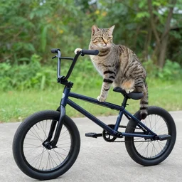 a cat on a bmx bike