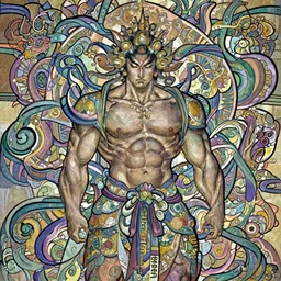 Japanese god, gorgeous, amazing, muscular, fit, very muscular male body, intricate, highly detailed, digital painting, artstation, concept art, sharp focus, illustration, art by greg rutkowski and alphonse mucha
